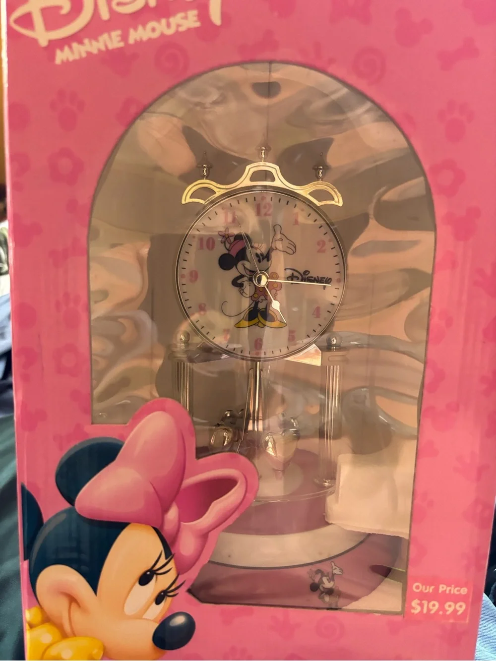 Disney Minnie Mouse Pink and Gold Dome Anniversary Clock